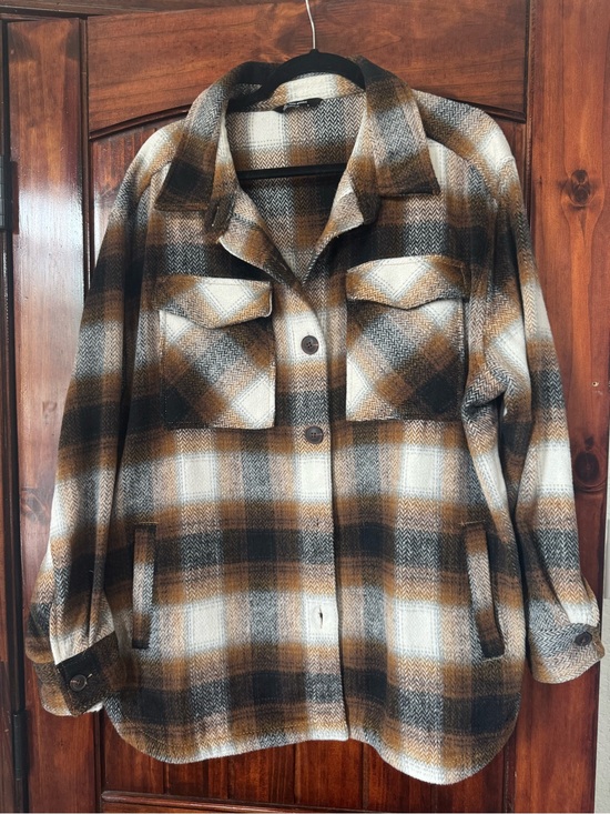 Member's Mark Jackets & Blazers - Plaid Shacket in Black, Brown and Cream